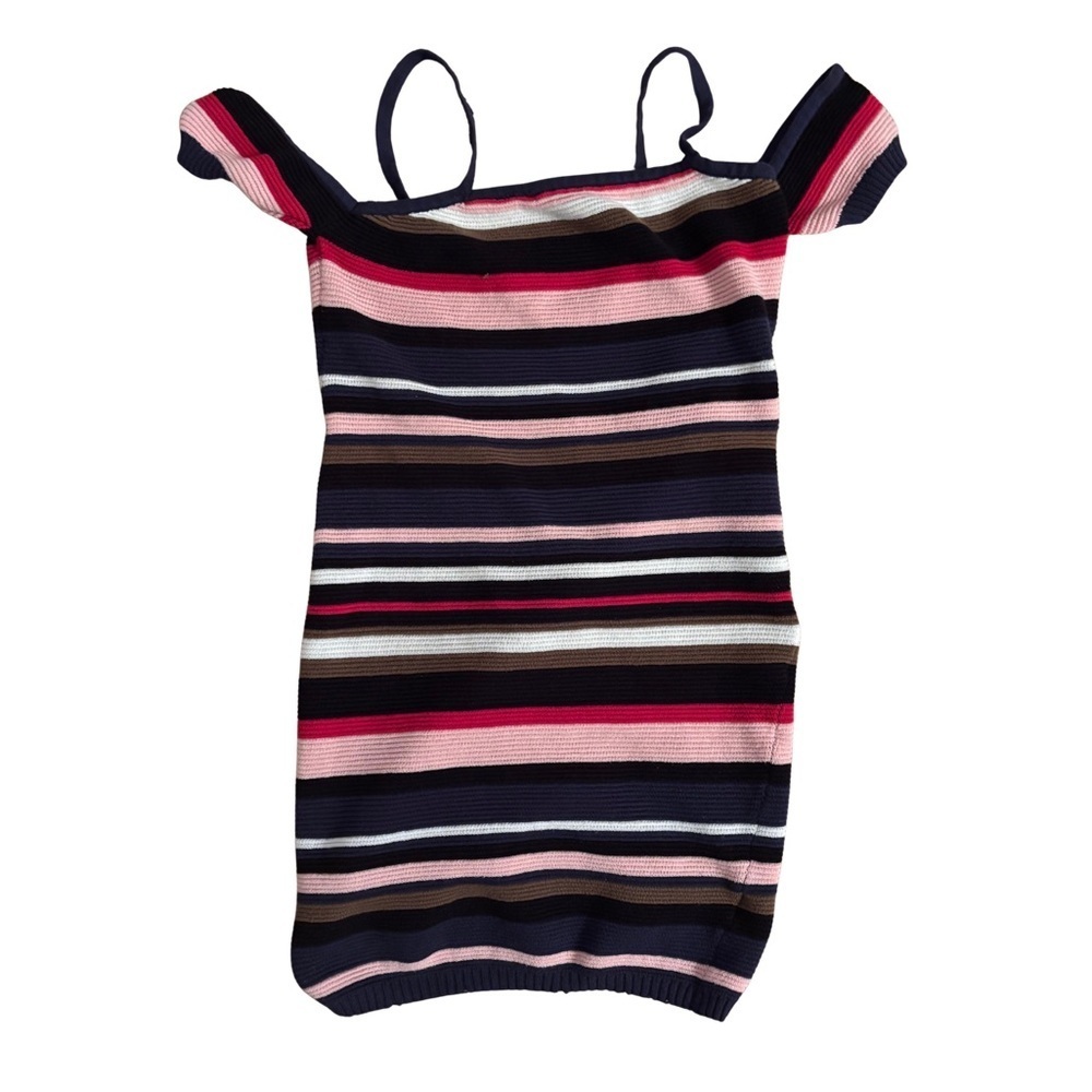 Vintage Striped Off-Shoulder Dress